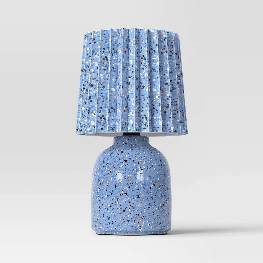 Room Essentials Mini Ceramic Table Lamp Blue Printed Shade