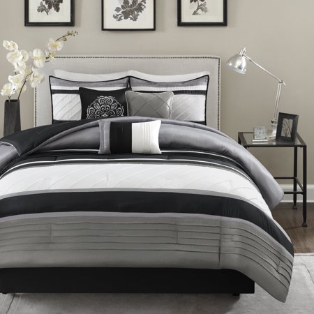 Blaire 7 Piece Comforter Set, Grey - Cal King