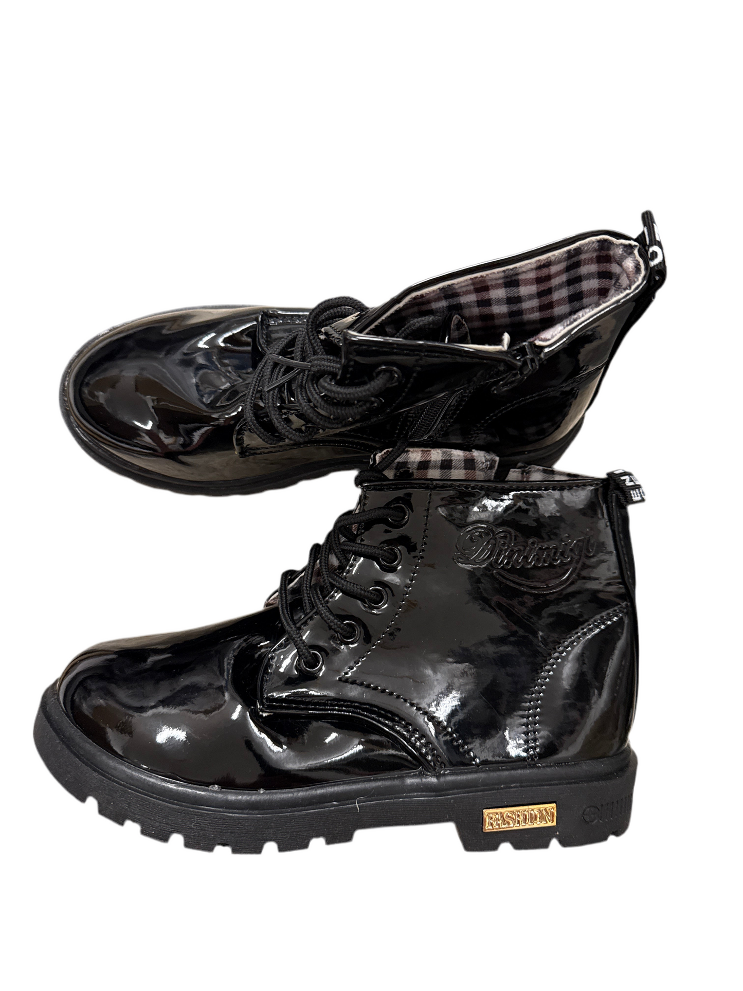 Dinsko Black Patent Combat Boots Size 35