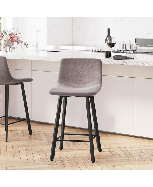 Merrick Lane 2PK Upholstered Stools with Iron Frames
