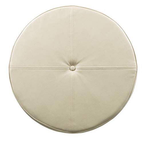 HomePop Large Leatherette Storage Ottoman Ivory