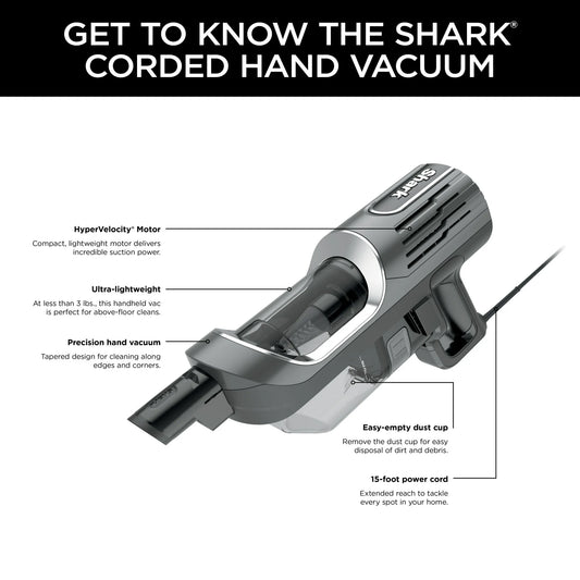Shark UltraLight Pet Handheld Vacuum Cleaner - Powerful Suction, Easy-to-Empty Dust Cup