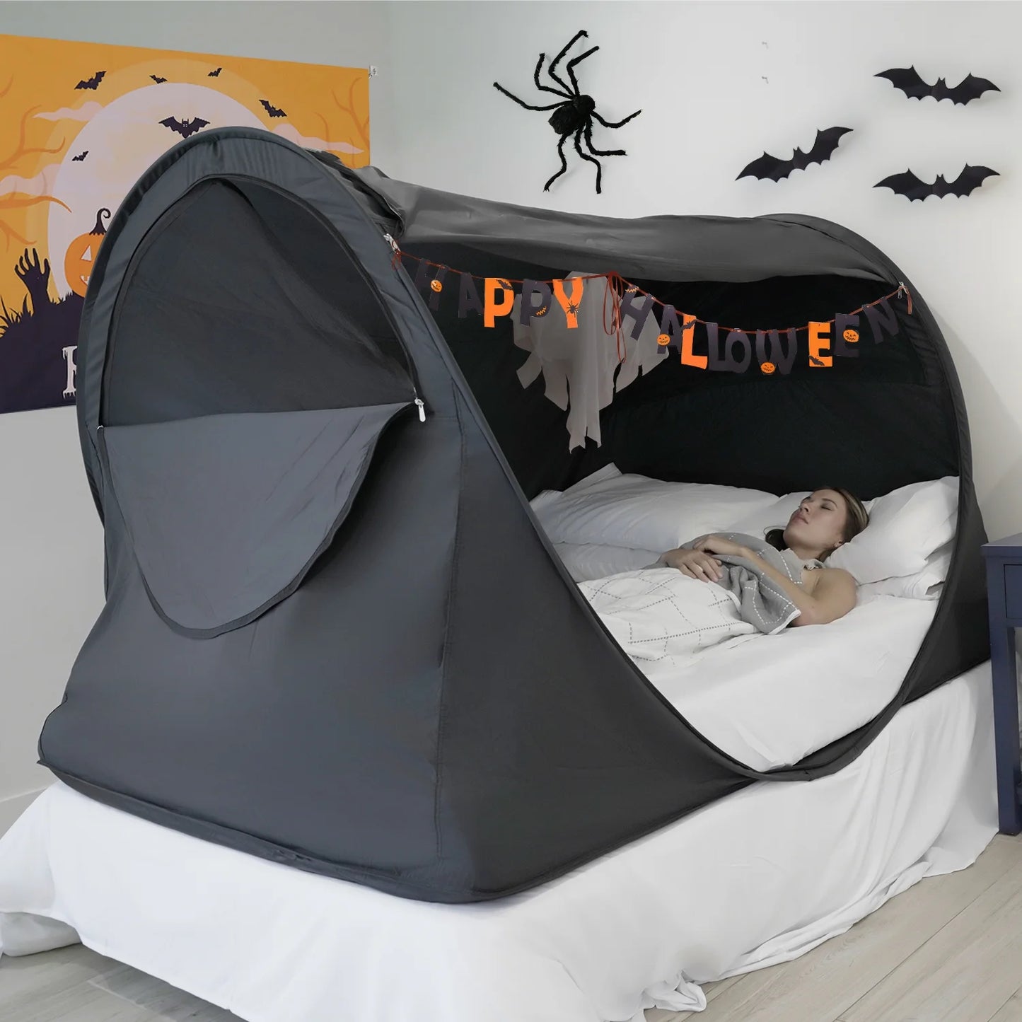 EighteeTek Bed Tent Privacy Pop Up Sleeping Tent Twin Size