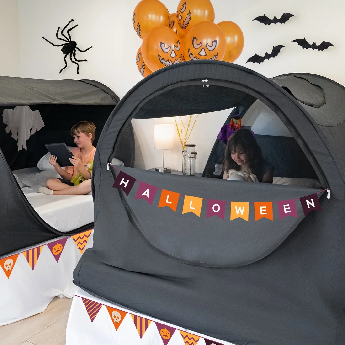EighteeTek Bed Tent Privacy Pop Up Sleeping Tent Twin Size