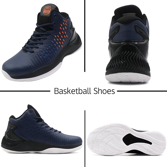BEITA High Upper Basketball Shoes Mens Breathable Sports Shoes Anti Slip Size 9 Mens