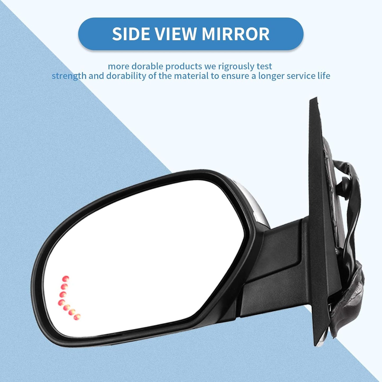 ECCPP Left Driver Side Mirror Towing Chrome Mirror Replacement Fit For 2007-2013 For Chevy Avalanche Silverado Suburban Tahoe For GMC Sierra Yukon Power Heated Turn Signal GM1320435