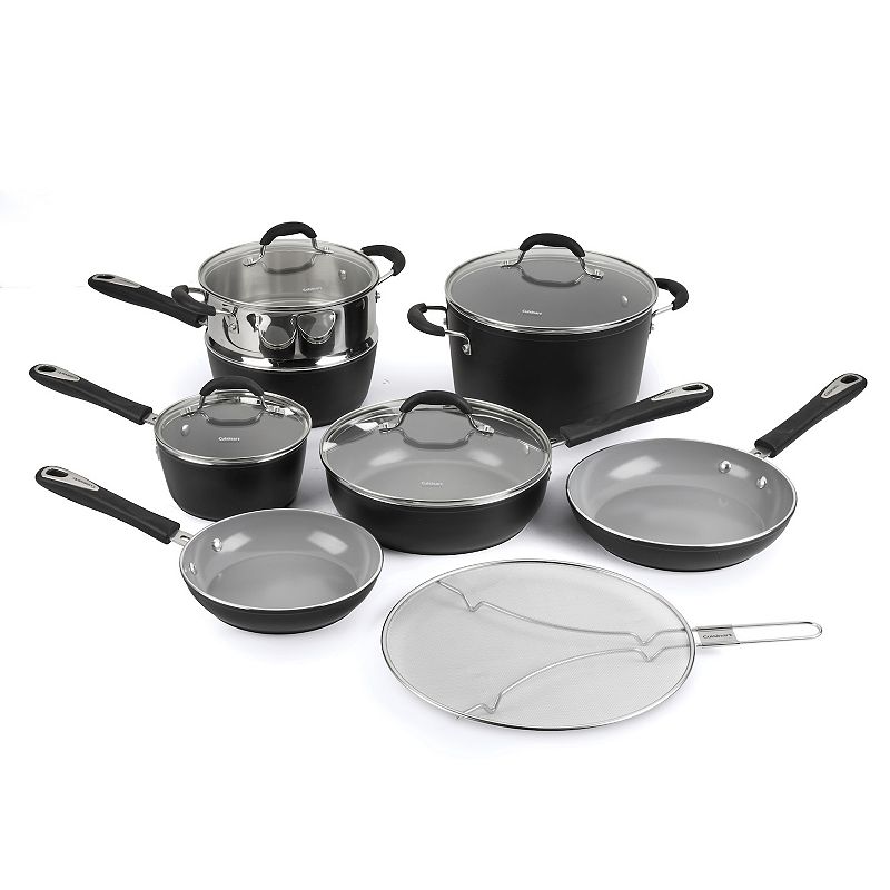 USED-Cuisinart Ceramica XT Matte Collection Ceramic Nonstick 12-pc. Cookware Set, Black