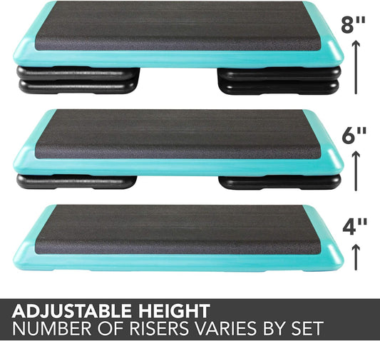 Philosophy Aerobic Platform – Health Club Size – With Four Risers (Teal Platform with Black Risers)