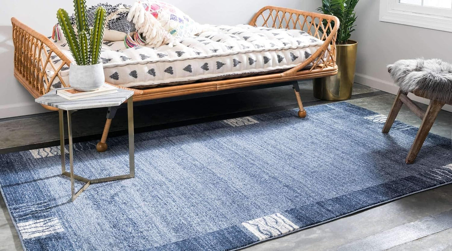 Unique Loom Del Mar Collection Area Rug - Sarah (3' 3" x 5' 3" Rectangle, Light Blue/ Blue)
