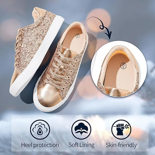 Forever Link Rose Gold Glitter Sneakers Size 10