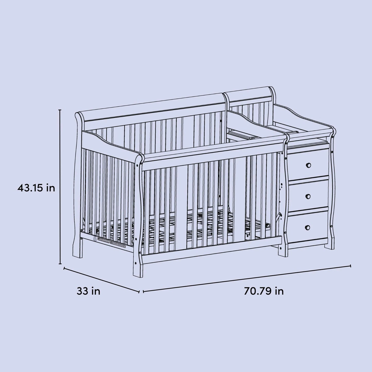 Storkcraft Portofino 5-in-1 Convertible Crib and Changer Pebble Gray