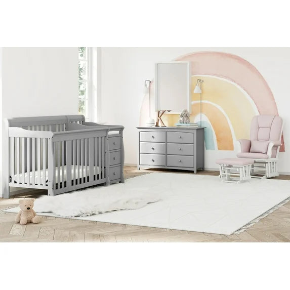 Storkcraft Portofino 5-in-1 Convertible Crib and Changer Pebble Gray