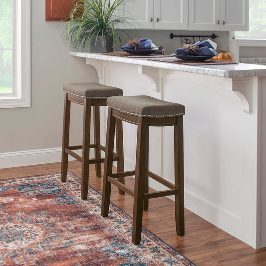 Linon Home Décor Kingston Rustic Backless Bar Stool,