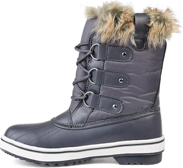 Brinley Co. Womens Lined Lace-up Snow Boot Grey, Size 10