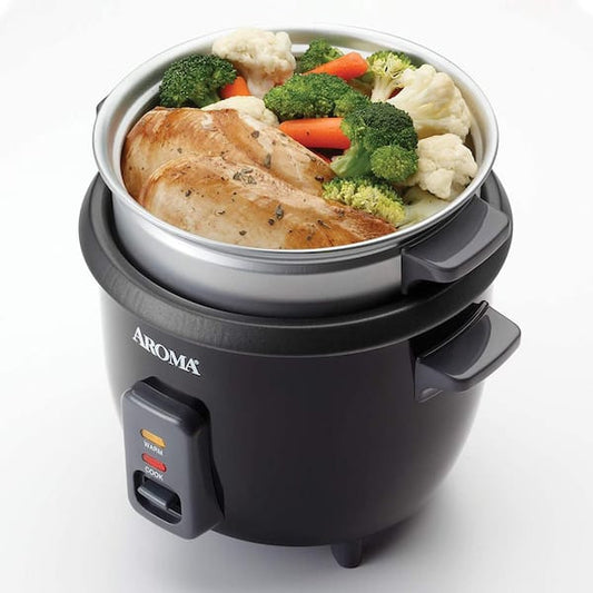 Aroma 6 Cup Rice Cooker with Steam Tray, Nonstick