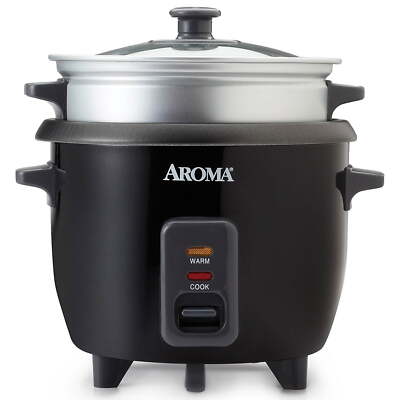 Aroma 6 Cup Rice Cooker with Steam Tray, Nonstick