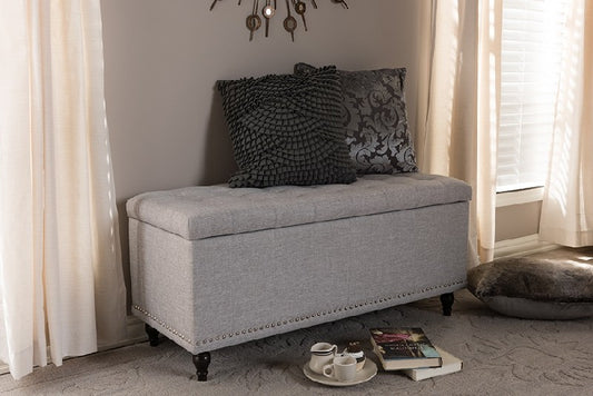 Baxton Studio Greyish Beige Kaylee 41 3/4 Inch Modern Classic Fabric Upholstered Storage Bench