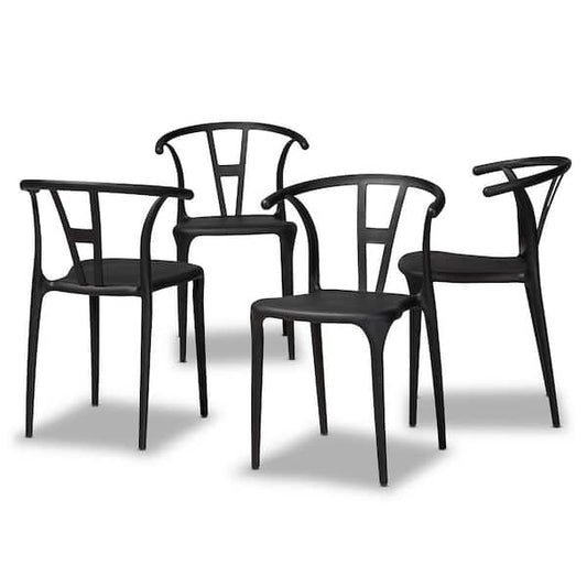 Baxton Studio Warner Modern Black Plastic Dining Chair Set