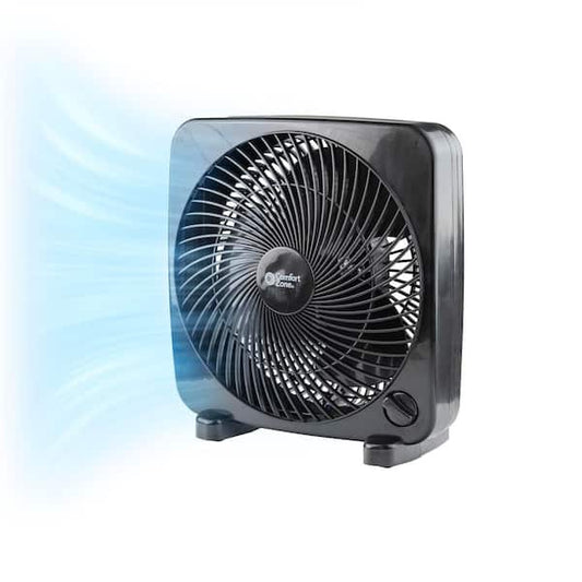 Comfort Zone 9 in. Black Box Fan 3-Speed Control
