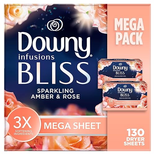 Downy Infusions Bliss Dryer Sheets, Amber Rose, 130 Count