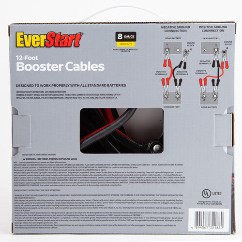 EverStart Heavy Duty 12-Foot 8-Gauge Booster Cables 165 Amps