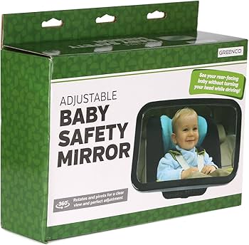 Greenco Rear Facing Back Seat Baby View CAR Mirror - Large and Crystal Clear Sharp View Mirror