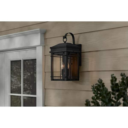 Hampton Bay Broward 17" 2-Light Black Outdoor Wall Light