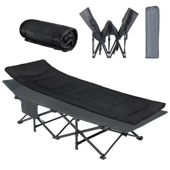 WEIDIORME Oversized Folding Camping Cot with Mattress, Heavy Duty Portable Cot, Carry Bag