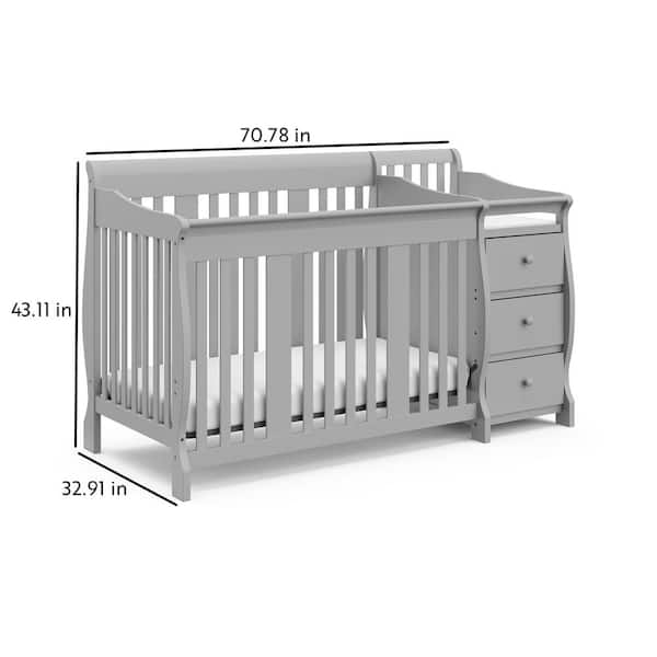 Storkcraft Portofino 5-in-1 Convertible Crib and Changer Pebble Gray