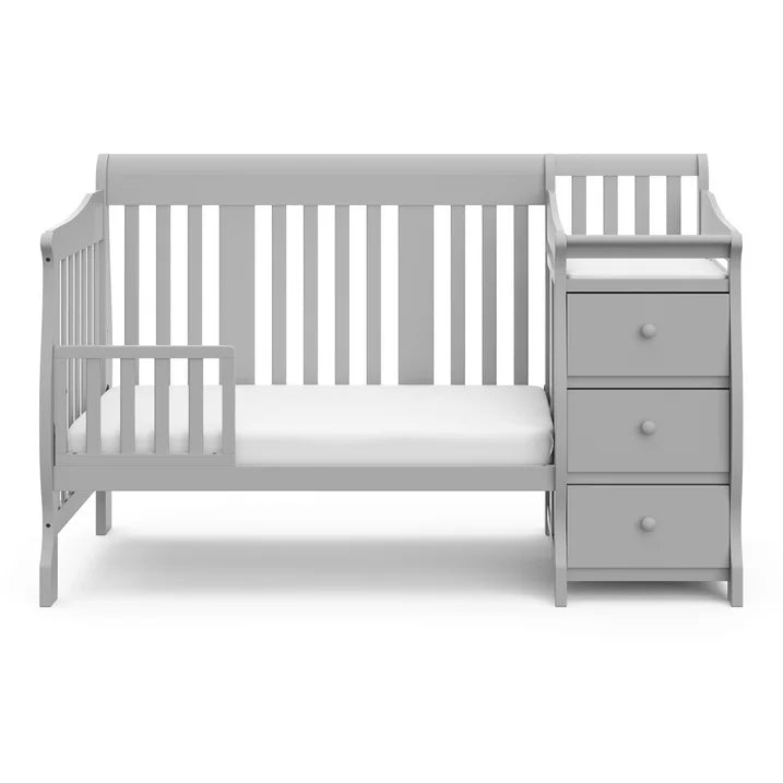 Storkcraft Portofino 5-in-1 Convertible Crib and Changer Pebble Gray