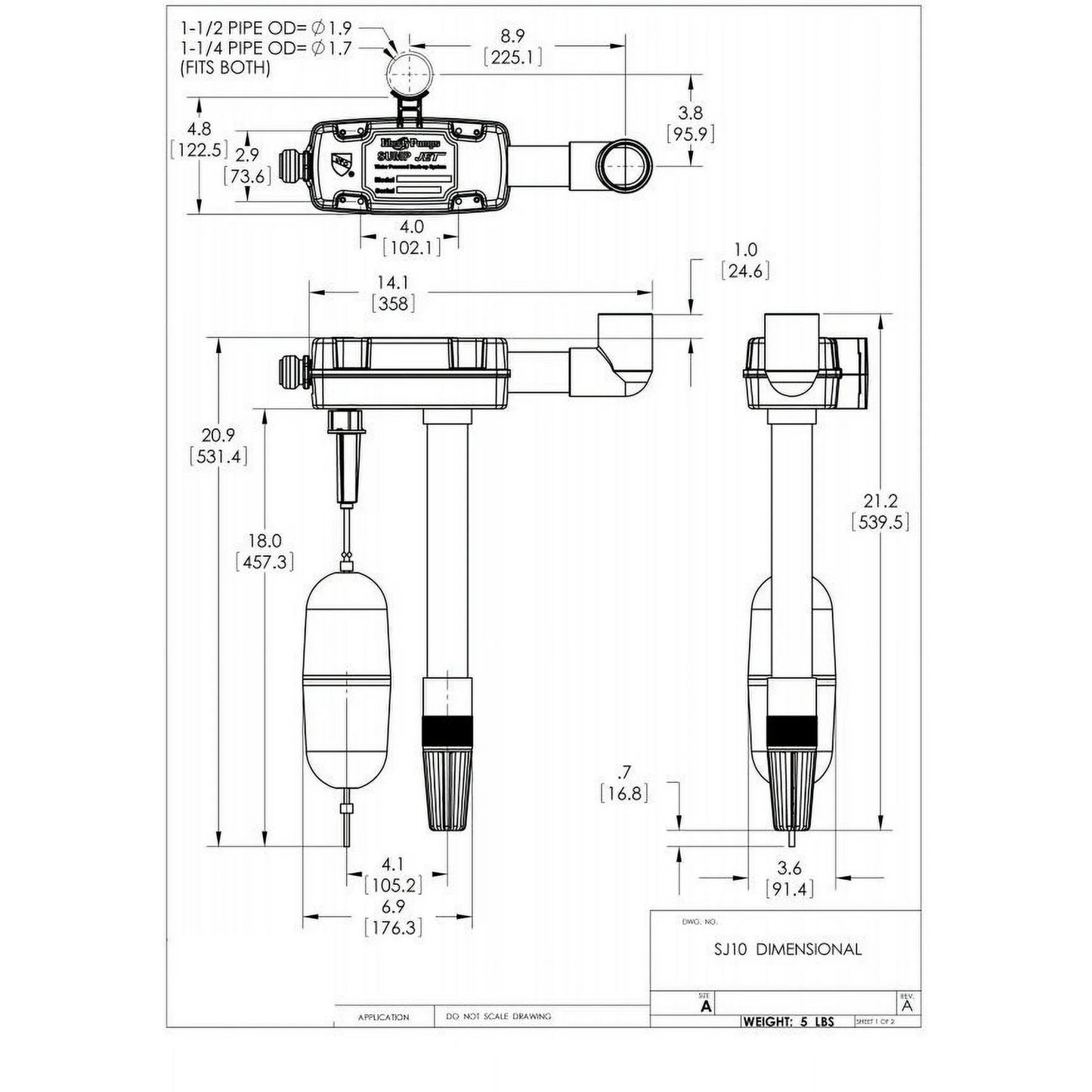 #9. Liberty Pumps Sump Jet 660-1185 GPH Water Powered Backup Sump Pump