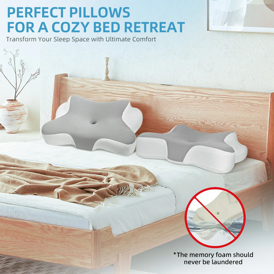 SAWUGA Cervical Pillow for Neck Pain Relief,Memory Foam Pillows for Side Back Orthopedic Ergonomic