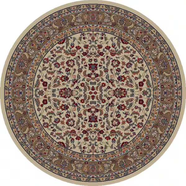 Jewel Concord Global Sarouk - Ivory 63" Round Rug