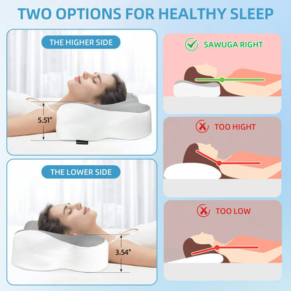 SAWUGA Cervical Pillow for Neck Pain Relief,Memory Foam Pillows for Side Back Orthopedic Ergonomic