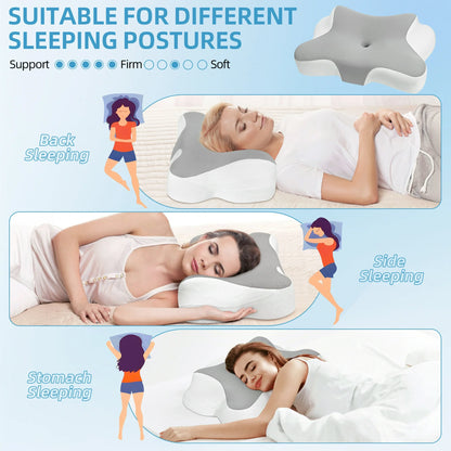 SAWUGA Cervical Pillow for Neck Pain Relief,Memory Foam Pillows for Side Back Orthopedic Ergonomic