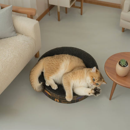 Happy & Polly Round Cat Scratching Pad, Black