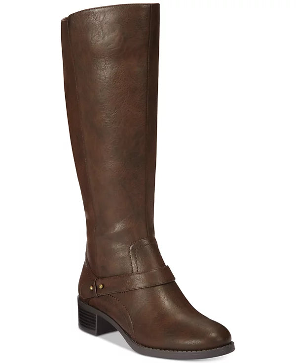 Easy Street Jewel Wide-Calf Riding Boots, Brown - Size 7