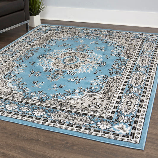Global Rug Designs Medallion Area Rug 5X7.5 Ft Blue/Grey