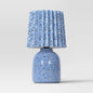 Room Essentials Mini Ceramic Table Lamp Blue Printed Shade
