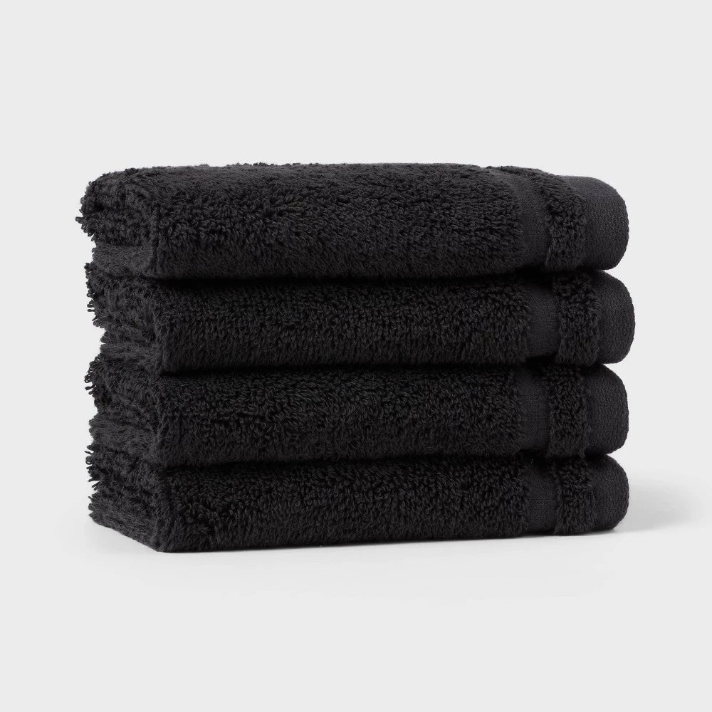 Threshold Antimicrobial Washcloth Set, 4-Pack Black