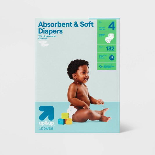 Up & Up Disposable Diapers Size 4, 132ct