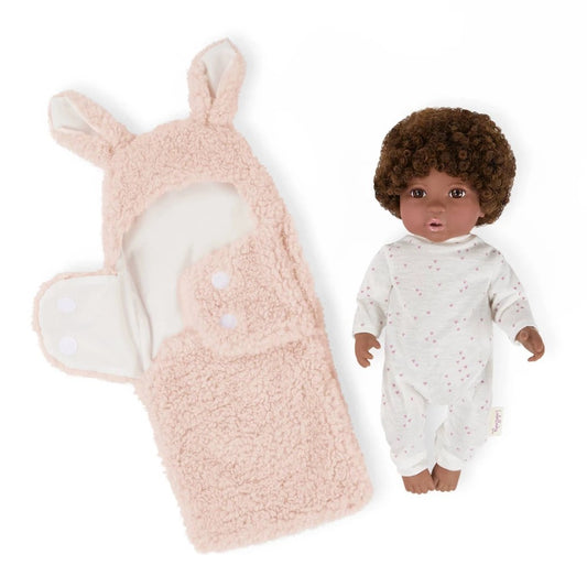 LullaBaby 14" Baby Doll with Curly Brown Hair and Eyes