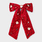 Red Sequin Christmas Santa Charm Hair Bow Clip