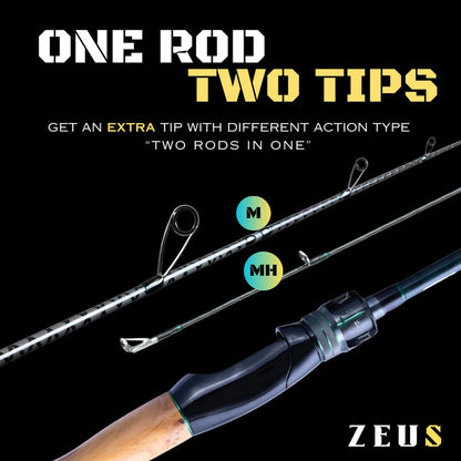 ZEUS 2-PIECE SPINNING ROD (TWO TIPS INCLUDED)
