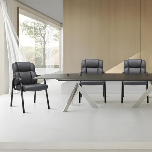 Boss Black Leather Guest Reception Waiting Room Office Chair- 4 Pack