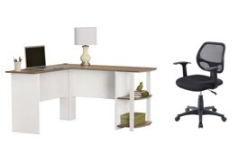 Ameriwood Home Dakota L-Shaped Desk with Bookshelves, White