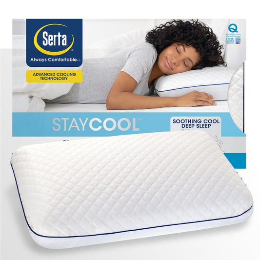 Serta Soothing Cool Gel Memory Foam Pillow, White