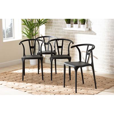 Baxton Studio Warner Modern Black Plastic Dining Chair Set