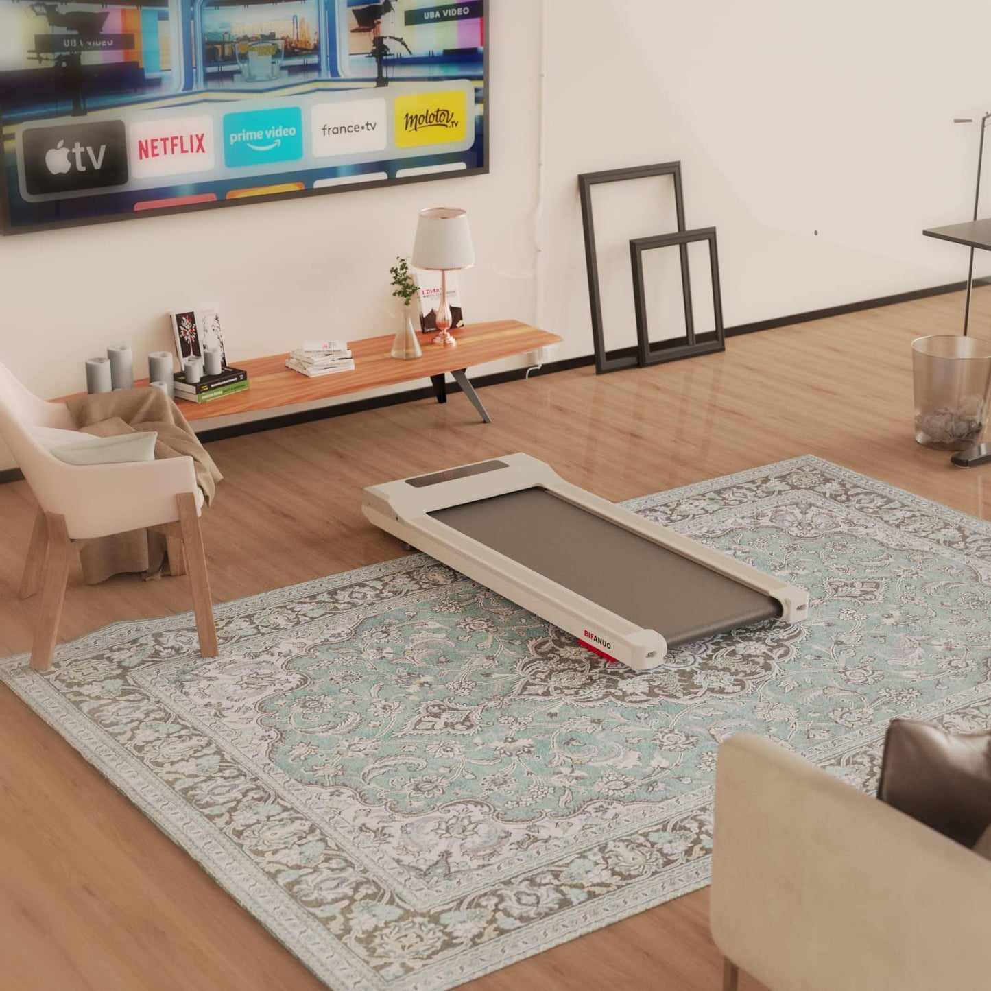 Bifanuo Under Desk Treadmill, Walking Pad 2.25HP, Walking Treadmill with 265lbs Weight Capacity, for Office Under Desk with Remote Control, Walking Jogging Machine for Home/Office Use