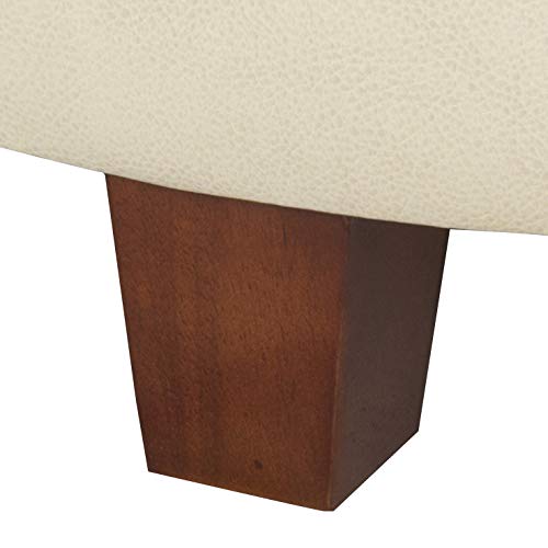 HomePop Large Leatherette Storage Ottoman Ivory